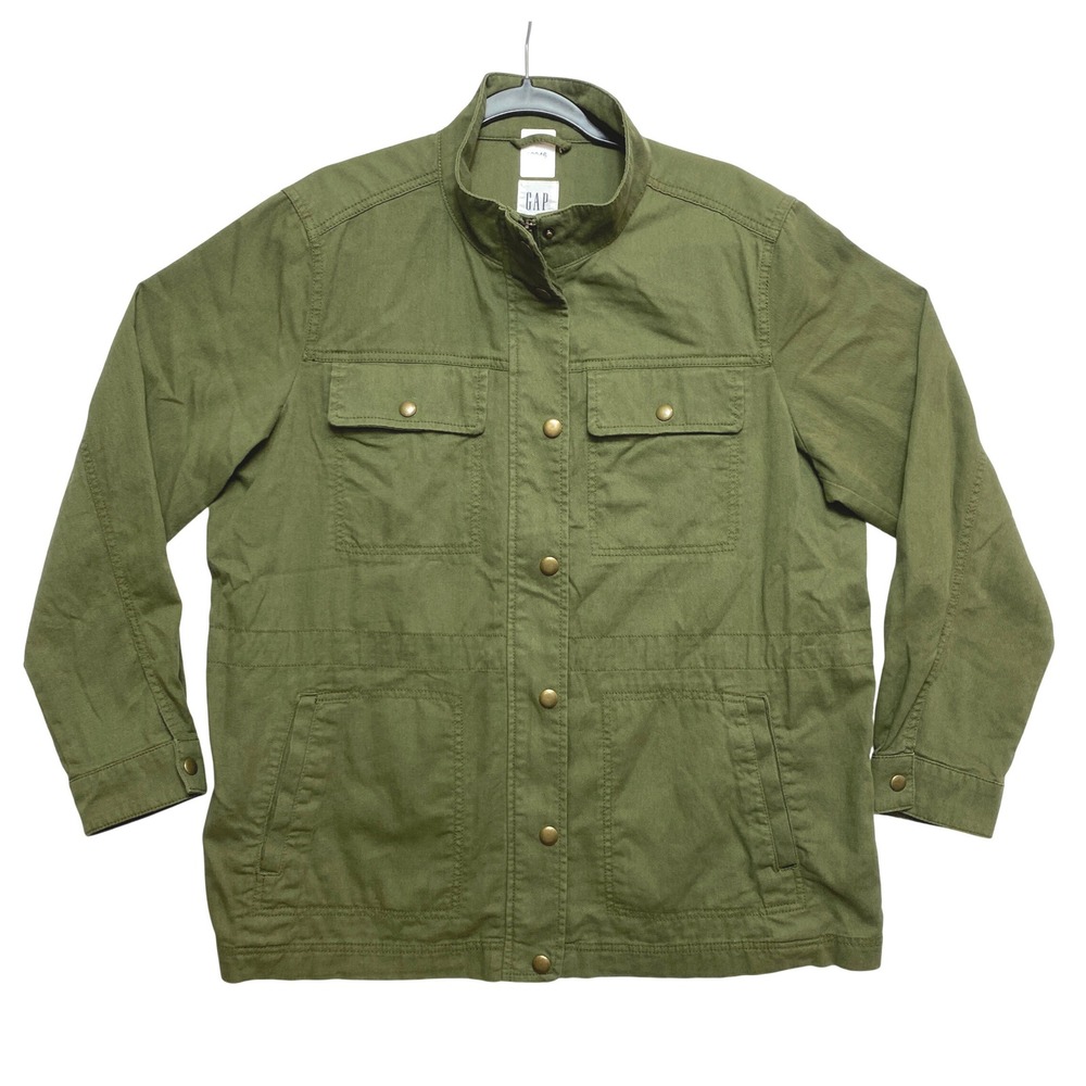 GAP Utility Field Jacket Womens XL Olive Green Cotton Twill Military